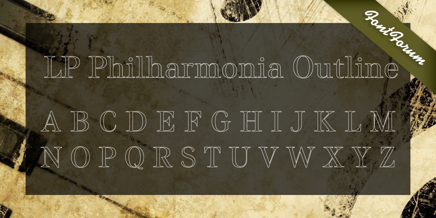 Przykład czcionki LP Philharmonia Outline